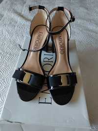 Дамски кожени сандали на ток Emporio Werner, черни, номер 36 (22.5 см)