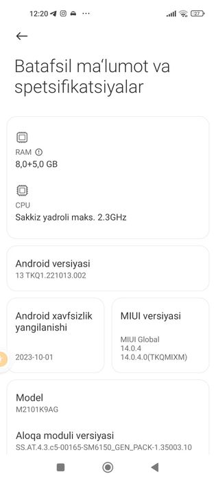 Xiaomi 11 lite 8+5 / 128 talik
