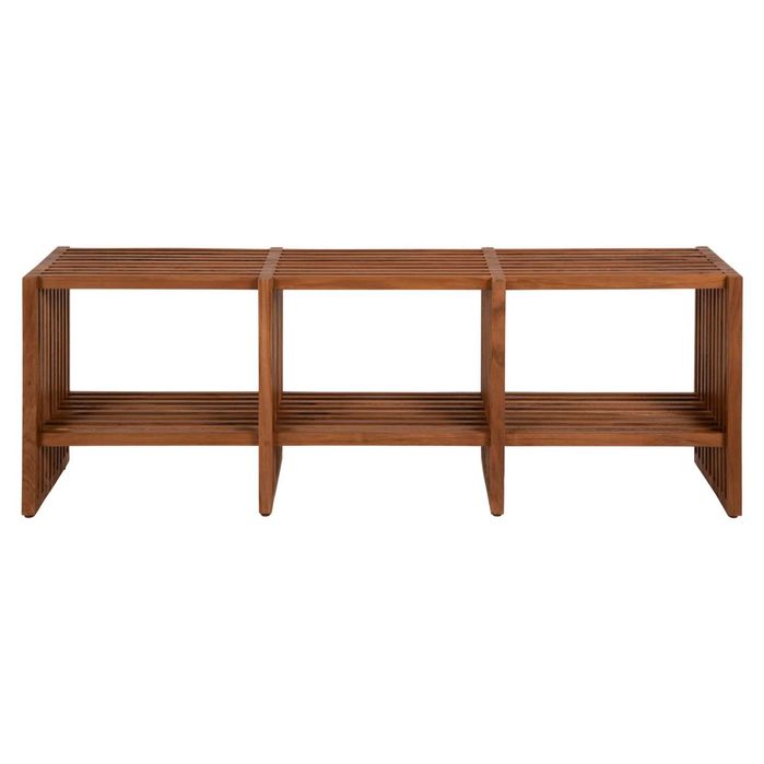Конзола HM9831, Масив тиково дърво, Натурален цвят, 130x29,5x46, ПРОМО