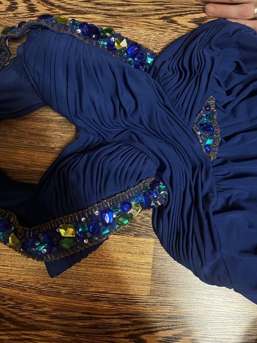 Rochie seara albastra cu pietre