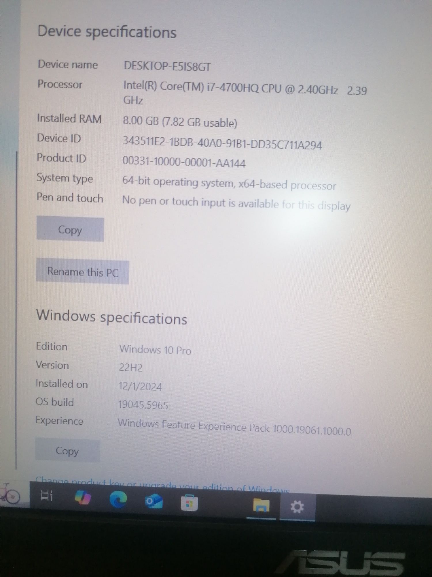 Laptop gaming Asus y7
