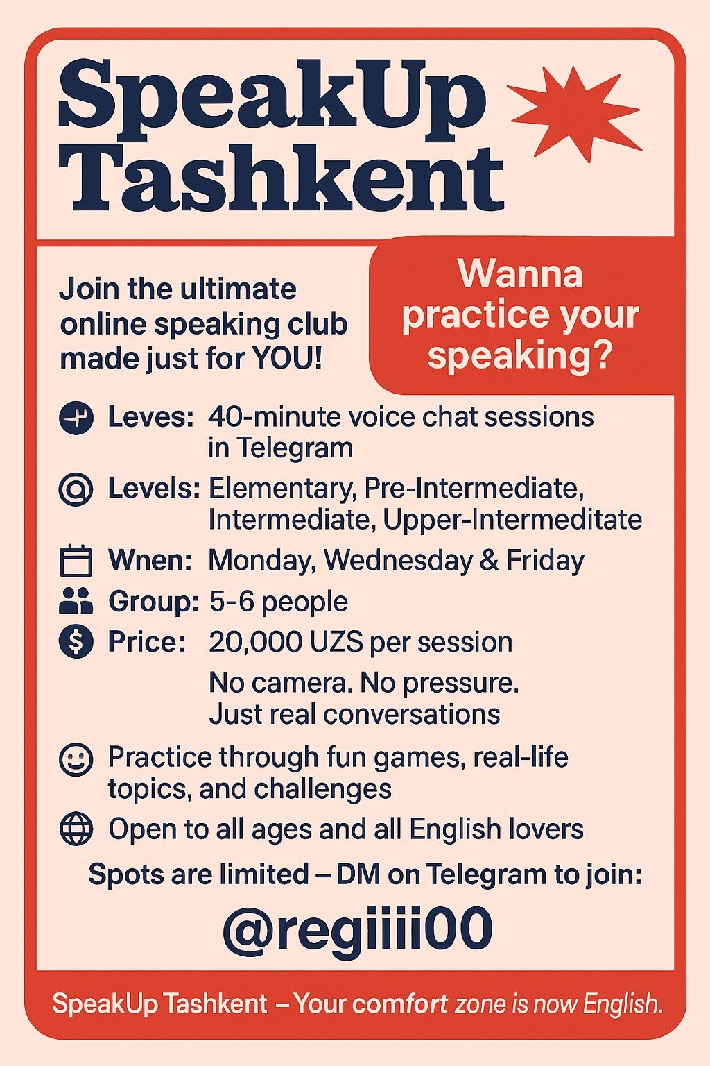 SPEAKING CLUB (ONLINE) voice chat without camera!!)
