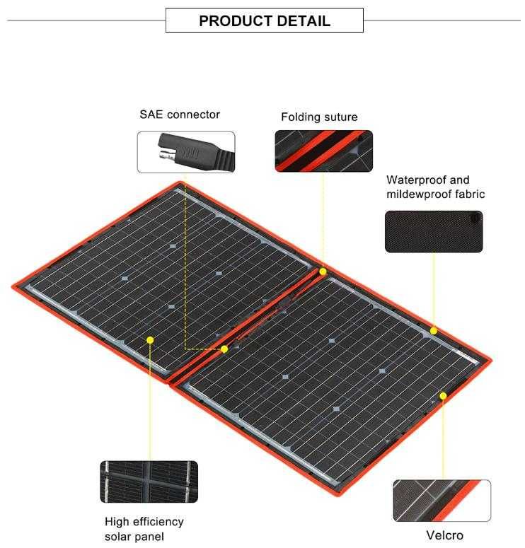 DOKIO™ 18V 110W Двоен Сгъваем Слънчев Панел 12V 10A Соларен Контролер