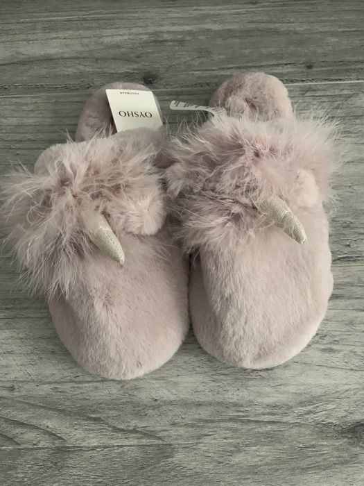 Papuci de casa roz dama unicorn OYSHO