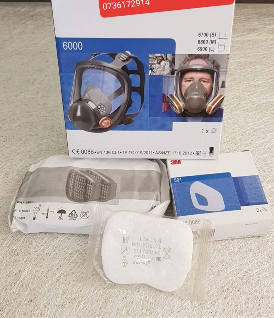 Masca de protectie 3M 6800 integrală cu vizieră , completă cu filtre