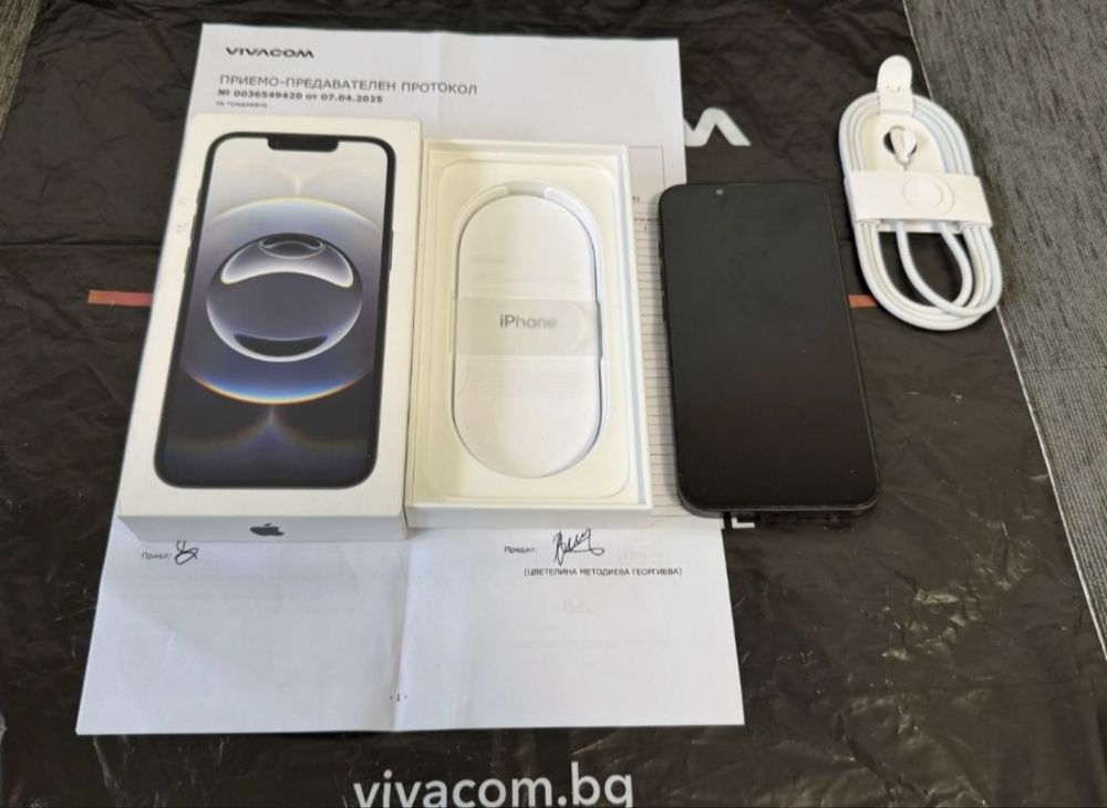 КАТО НОВ 128GB iPhone 16e wallet Гаранция от Vivacom до 2027 Black