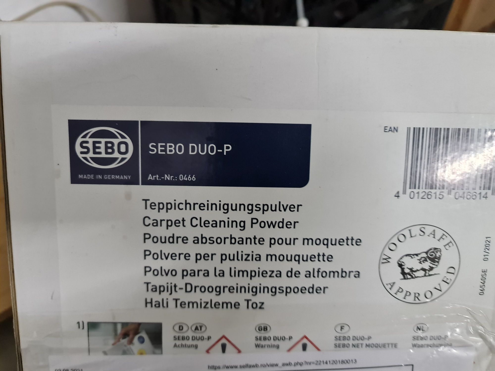 Sebo Duo-P, 500g, detergent pudra pt curatarea uscata a covoarelor