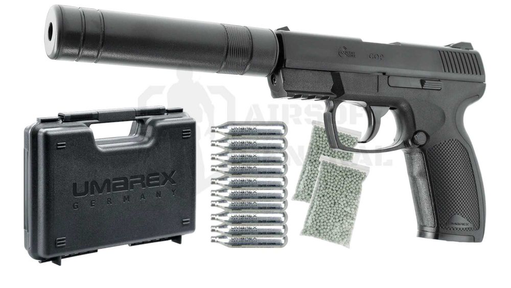 Set complet Pistol Airsoft Puternic cu amortizor capsule bile si cutie