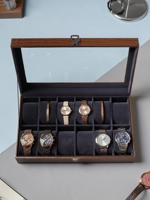 Шкатулка для хранения часов и украшений 12 слотов