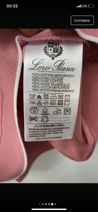 Tricou nou Loro Piana | Made In Italy | 100% Bumbac Mercerizat