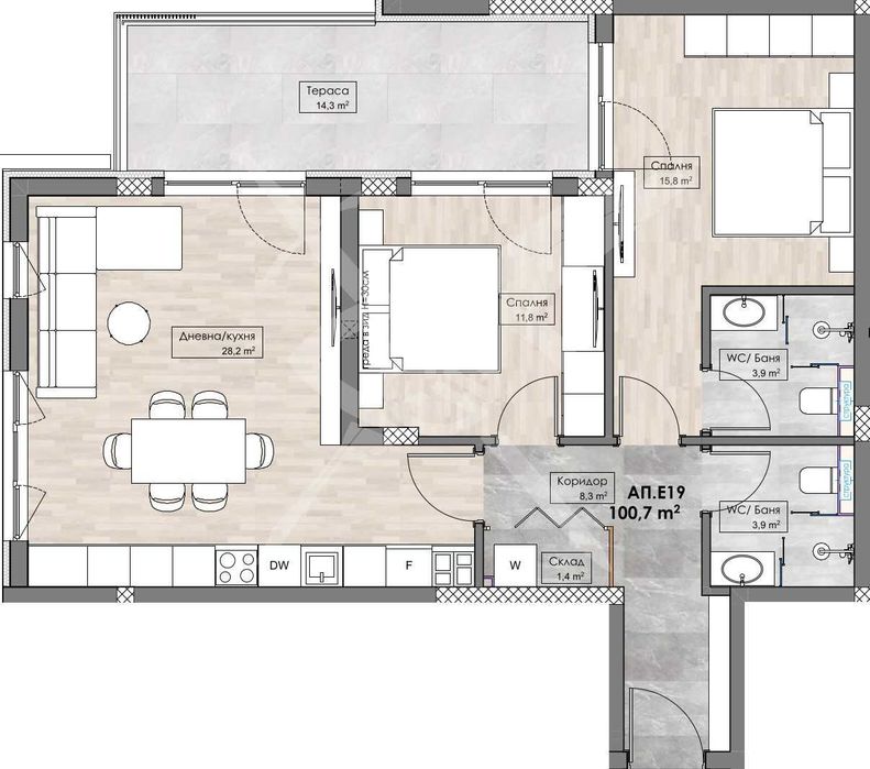 Тристаен апартамент Кършияка 667-23044