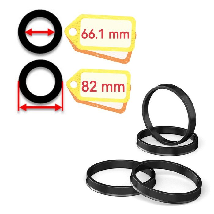Set 4 inele de centrare/ghidare jante de aliaj, 82 - 66.1 mm
