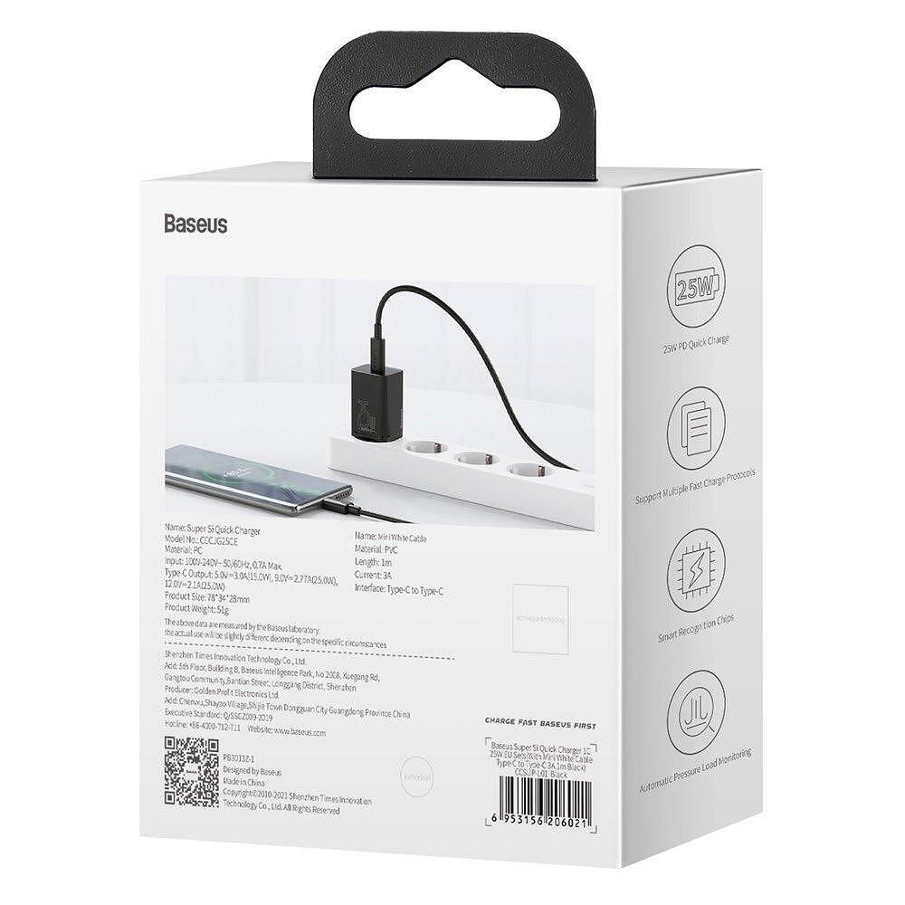 Baseus Super Si USB-C PD Wall Charger 25W Type-C - захранване