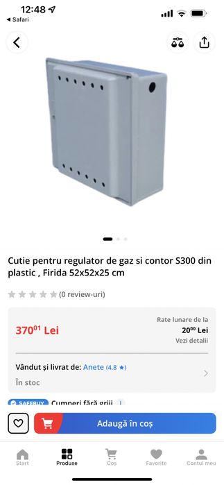 Cutie pentru regulator de gaz si contor S300 din plastic, Firida