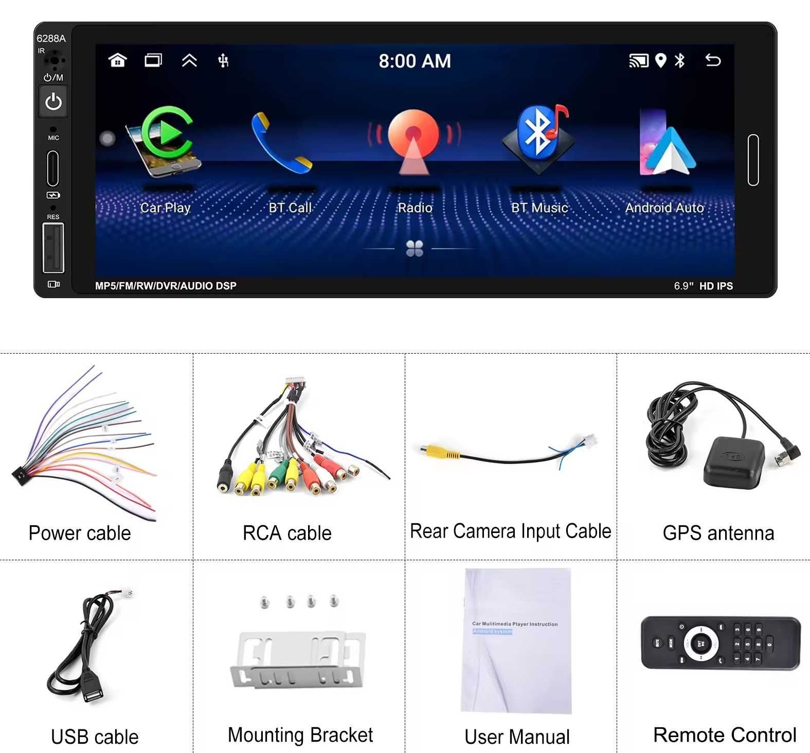Мултимедия плеър навигация за кола с Android автомобил CARPLAY A-AUTO