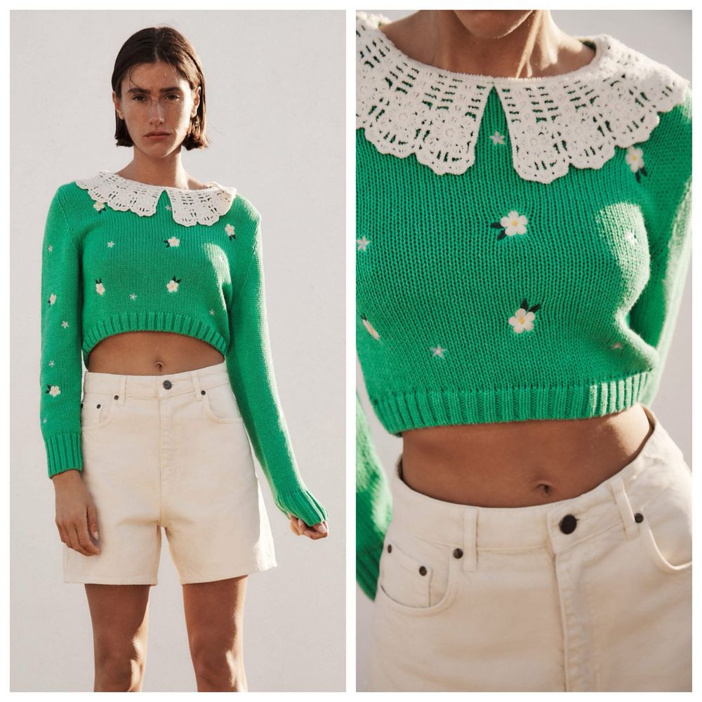 Pulover Zara cu broderii din bumbac