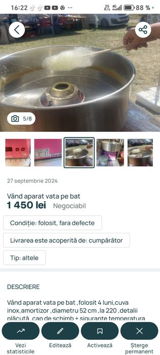 Vând aparat vata de zahar