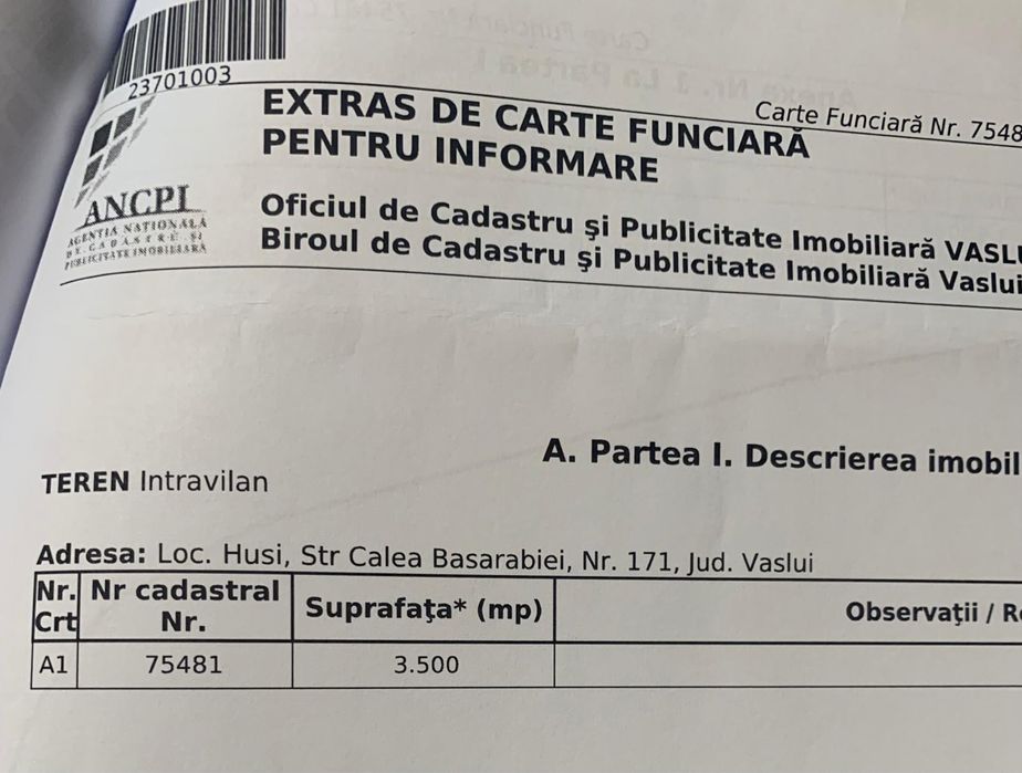 Teren intravilan 3500 mp