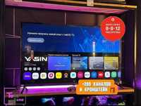 Новый телевизор Smart TV 109см пульт воздушная мышь 2025г код.1