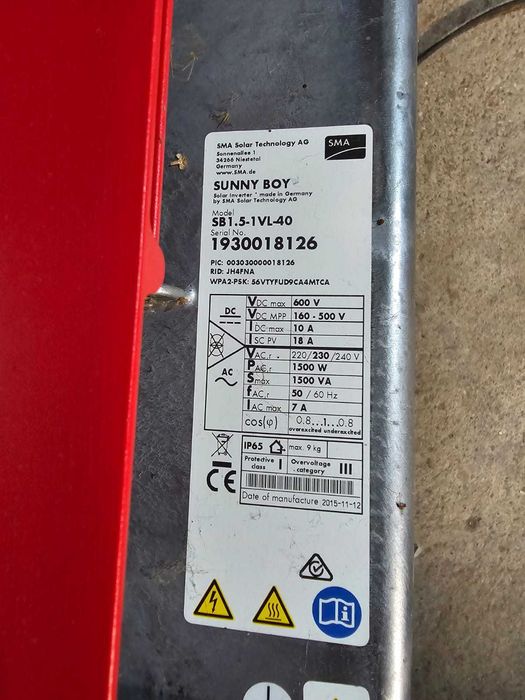 Invertor monofazat SMA Sunny Boy 1.5 / SB 1,5-1VL-40 made in Germany