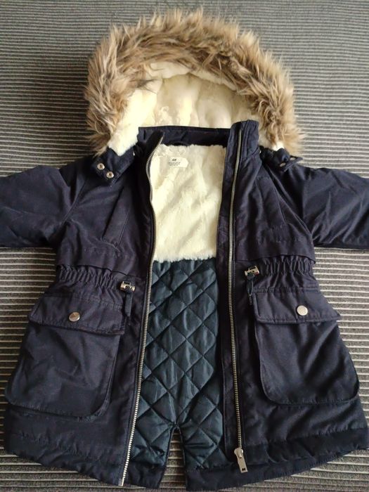 Parka vătuită H&M, bleumarin, măr. 116