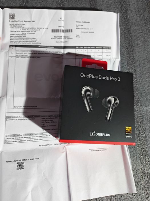 Casti In-Ear OnePlus Buds Pro 3, True Wireless, Bluetooth, ANC