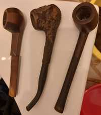Trei pipe din lemn pr.tutun,diferite forme, lucrate manual