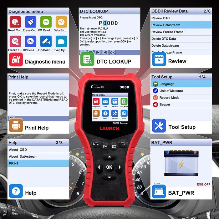 OBD2 Car scanner LAUNCH Creader 3008