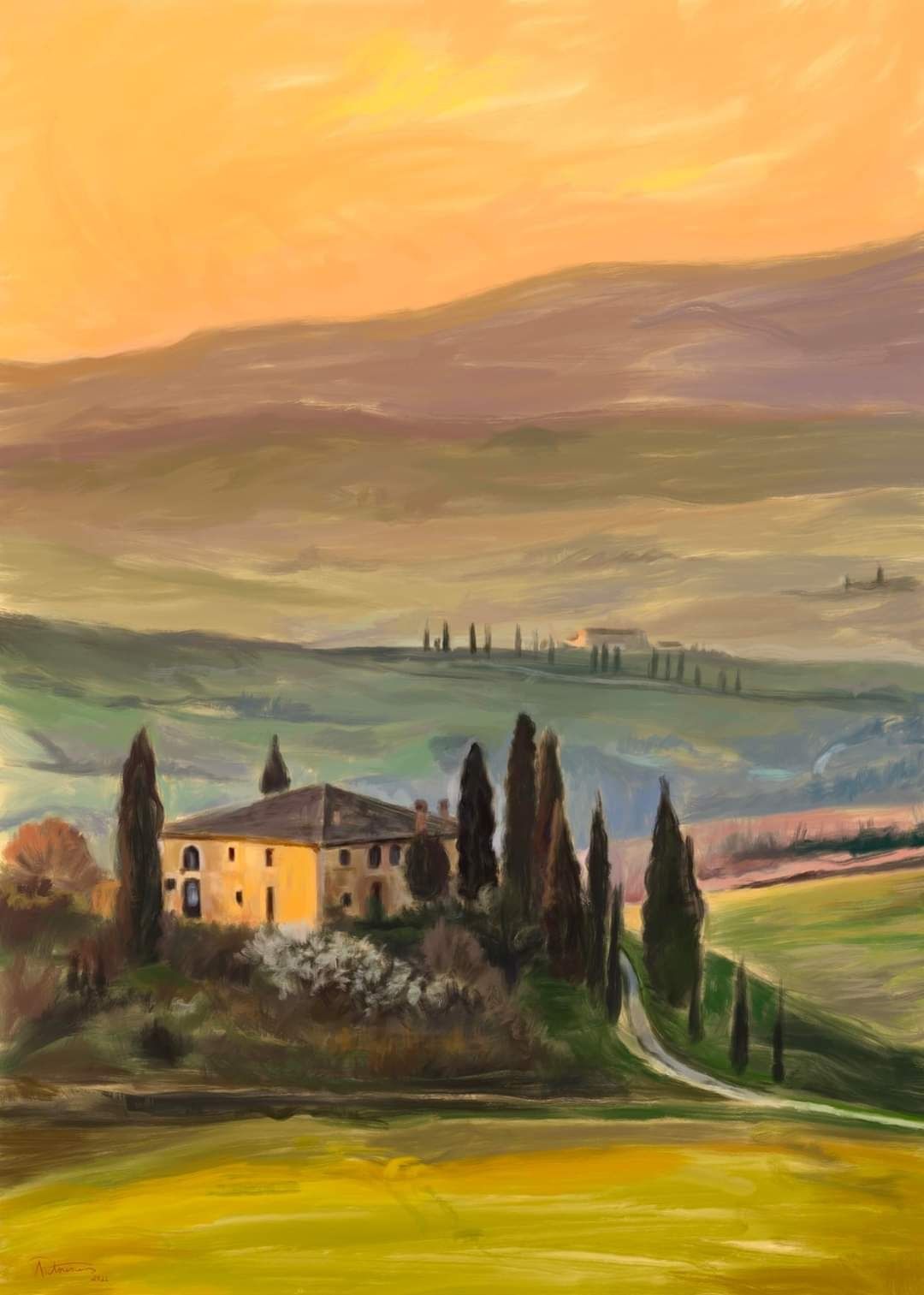 Peisaj Toscana - tehnica digitală iPad