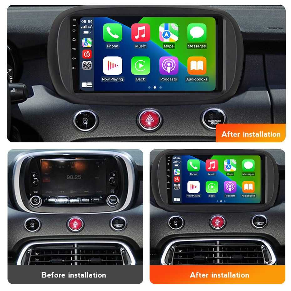 Navigatie Android 14 FIAT 500X  1/8 Gb Waze CarPlay + CAMERA