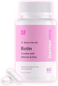 Биотин Bettervits |Мощен 12 000mcg |Включва цинк и селен |Антиоксидант