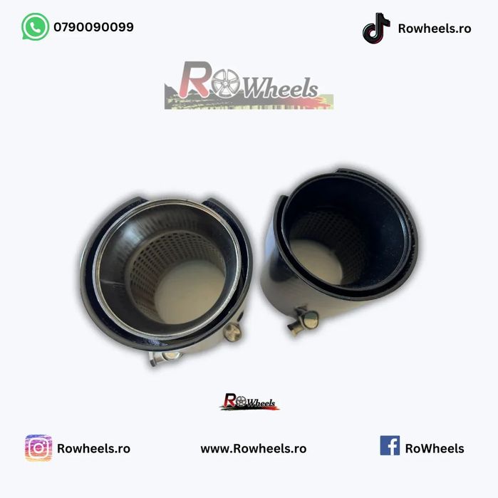 Ornamente tobe Tips carbon Akrapovic la bucata black glos sport duble BMW AUDI PORSCHE X5 X6 F10 G30 F30 G20 Mercedes X3 X4 universale auto Instalare ușoară (Plug n play)