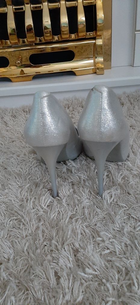 Pantofi stiletto silver/argintii 40