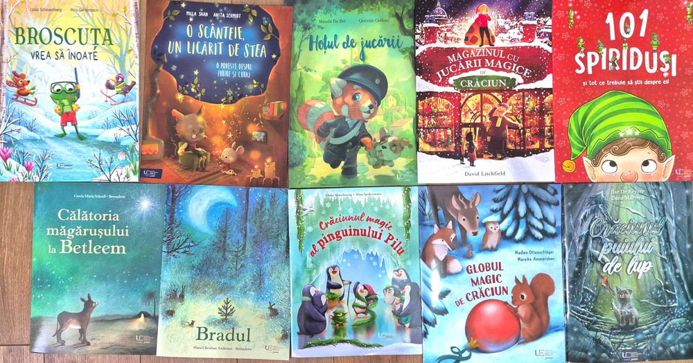 Set nou, frumos ilustrat, de carti cu povesti de Craciun pentru copii