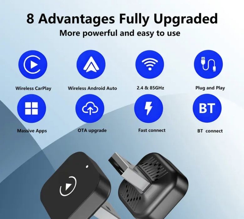 Mini adaptor wireless Android Auto & Apple CarPlay fara fir