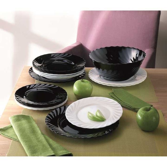 Сервиз за хранене Luminarc Trianon – 19 части (бяло + черно)