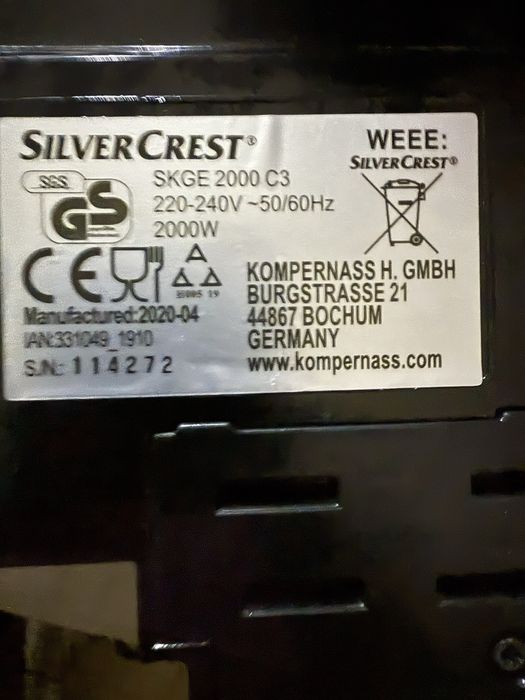 Grill 3 in 1 Silvercrest SKGE 2000 C3