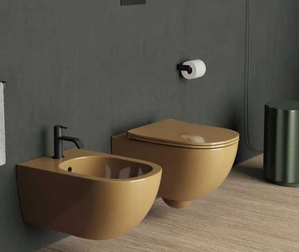 Окачена тоалента и капак Nic Design RIMLESS, 052 ARGILLA