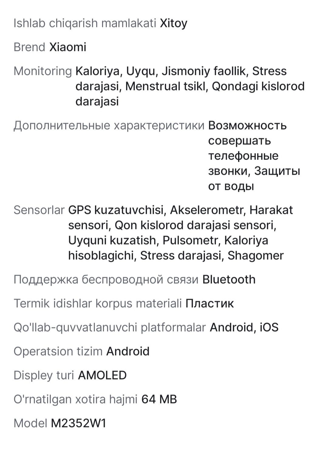 Aql Xiaomi Redmi Watch 5 Lite Bluetooth qo'ng'iroqli, g