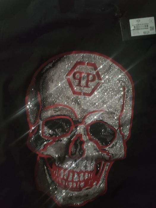 Tricou Philipp Plein Rhinestone Skull Black