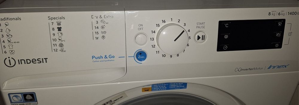 Пералня със сушилня Indesit BDE 861483 XWS EU N