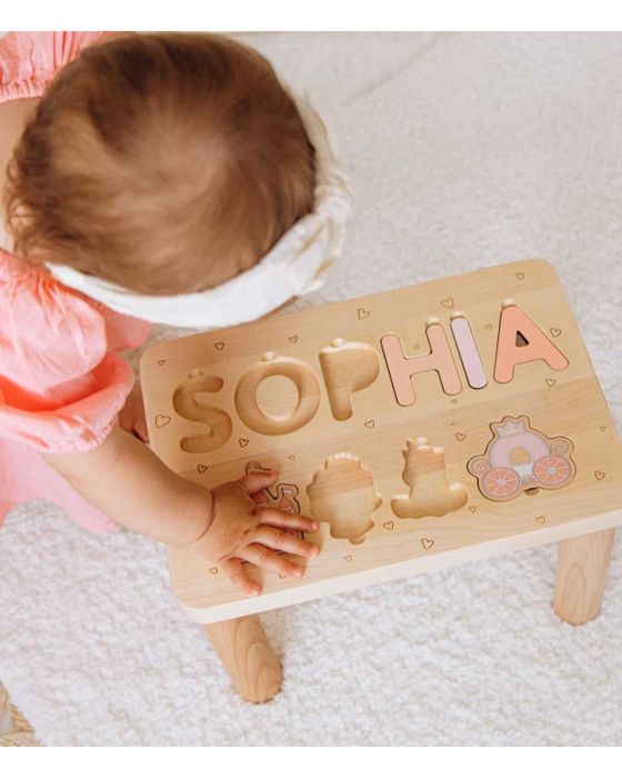 Монтесори детско столче с персонализиран пъзел – 2 в 1