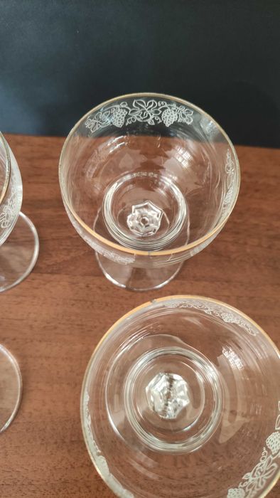 5 бр. кристални чашки за аперитив с ръчна декорация и златен кант