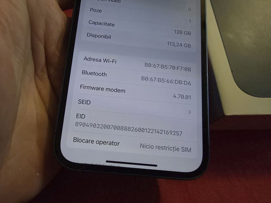 -Iphone 13, ca Nou, 128Gb, 6Ram, Blue, bat: 100%, ireprosabil, nici un