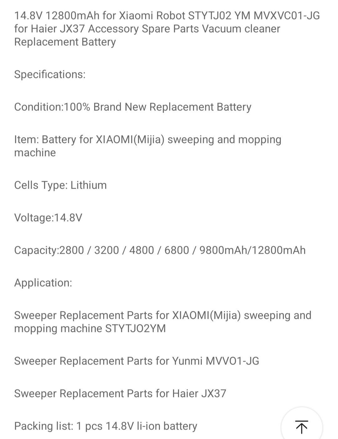 Baterie Xiaomi Mi Robot Vacuum Mop Pro (P) STYTJ02YM Li-Ion