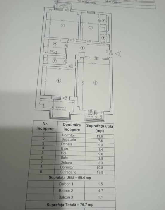 Apartament 3 camere zona primarie