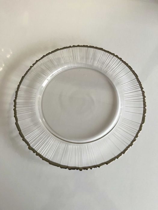 Platouri farfurii suport din sticla 33 cm evenimente margine ARGINTIE
