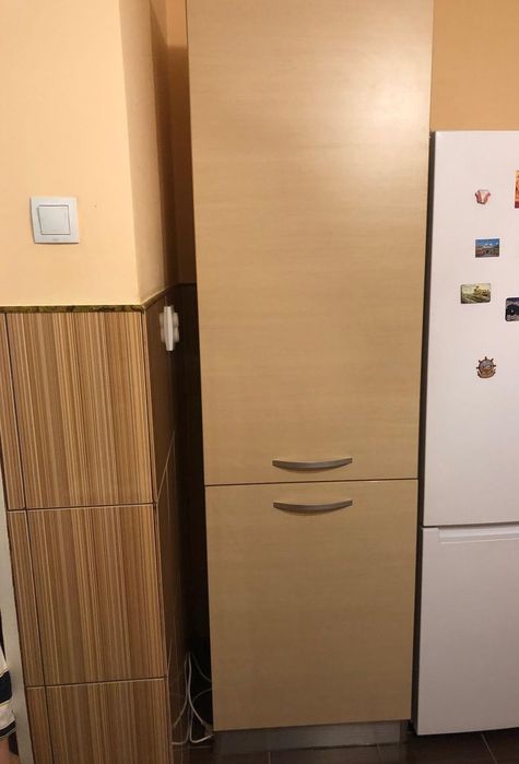 Dulap tip soldățel bucătărie, 2 uși, crem deschis, 215 cm