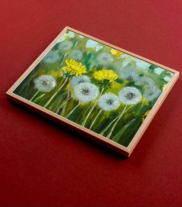 Картина маслом "Одуванчики" - живопись, ручная работа