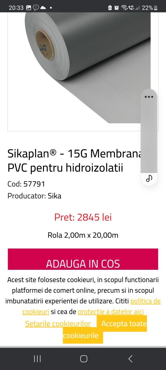 Membrana armata hidroizolatie 1.5mm